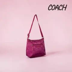COACH シグネチャー ナイロン ショルダーバッグ ピンク レディース