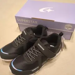 SUPERSTAR スニーカー 黒 21.5cm マジックテープ バネのチカラ