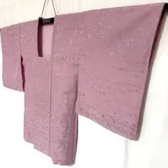 6k38 道行コート　毛　袷　ピンク　柄物　和装　着物