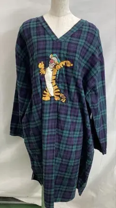 T849K レディース ロングワンピースF 緑 チェック Disney 1/12