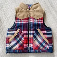 ベビー　80センチ　チェック柄 ベスト