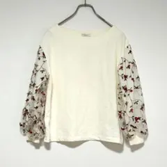 n0905【アースミュージックアンドエコロジー】花柄刺繍 シースルー袖