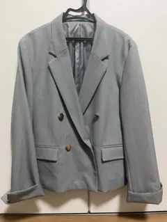 VIS テーラードダブルジャケット　グレー　セレモニー
