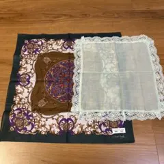 ハンカチとレースハンカチのセット 緑　グリーン　ミント色