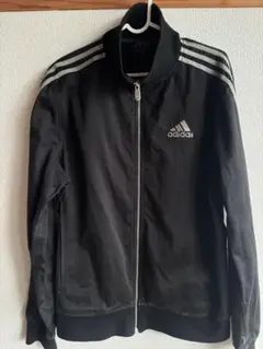 adidas ジップアップコットンジャケット　Oサイズ　ブラック　国旗タグのサムネイル
