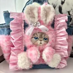 コヤンイサムチョン　バック　ピンクレオ×ルミちゃん　デニムリメイク