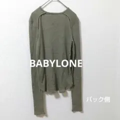 バビロンBABYLONE スリット 変形デザイン リブカットソー カーキ Fのサムネイル