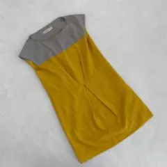 Beauty & Youth ワンピース 黄 グレー ノースリーブ バイカラー