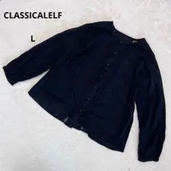 クラシカルエルフ 長袖シャツ レース　コットンブラウス　L　Uネックボタンシャツのサムネイル