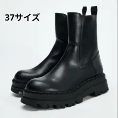 ZARA トラックショートブーツ ブラック　ジッパー付き　37