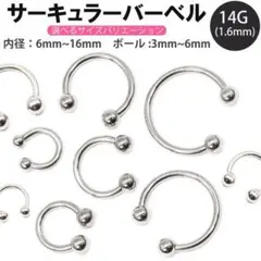 5本　18G 内径12mm ボール3mm サーキュラー　バーベル  ボディピアス