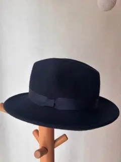 RUBEN ブラック 中折れ帽　フェルトハット リボン付き