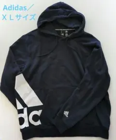 ☺︎　adidas（アディダス）ネイビー ロゴプリントパーカー