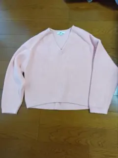 UNIQLO:Cリ Vネックショートセーター レディースM ピンク