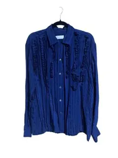 【レア品】TOGA VIRILIS フリルシャツ ネイビー 長袖　サイズ44のサムネイル