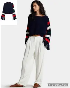 POLO RALPH LAUREN ウールフリンジデザインドルマンニットセーター