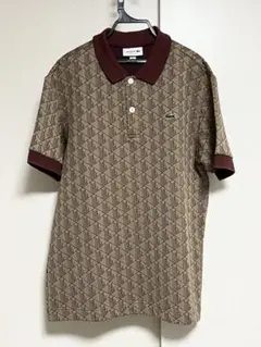 美品✨ラコステ モノグラム ポロシャツ ジャガード ワニロゴ ブラウン