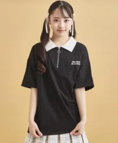 ピンクラテ ハーフジップ 半袖Tシャツ