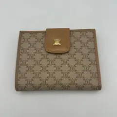 極美品 セリーヌ マカダム柄 二つ折り がま口 財布 Ｍ08 ヴィンテージ