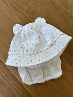 カラフル星柄 クマ耳 バケットハット　帽子　ガーゼ　綿　46cm