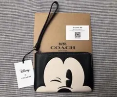 新品　Disney x COACH ミッキー ポーチ リストレット　ブラックのサムネイル