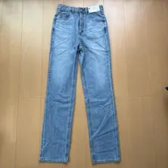 GU ハイウエストストレートジーンズ ブルー S