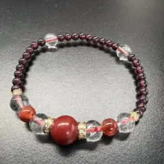 ガーネット×水晶 お守り風ブレスレット