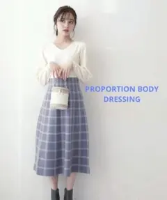 プロポーションボディドレッシング チェックジャガードニットワンピース Mサイズ