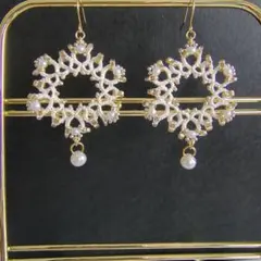 タティングレース＆ビーズのピアス