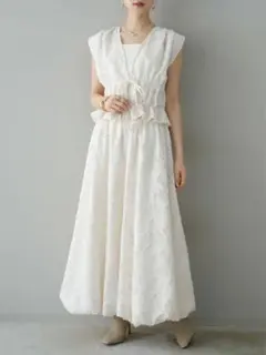 シアージャガードシャーリングブラウス バルーンスカート セットアップ ワンピース