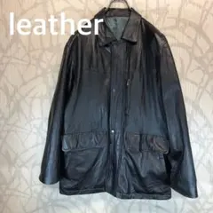 ブラックレザーシングルジャケット　本革　 ラムレザー　羊革　R