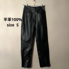 美品✨Paragon 本革レザーパンツ 黒 羊革100% S