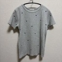 フリークスストア ハート総柄Tシャツ ライトグレー×ブルー