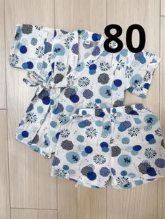 ベビー甚平　ベビー浴衣　金魚　水玉　80