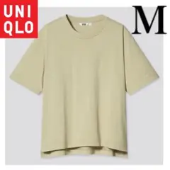 ユニクロ　エアリズムコットンオーバークルーネックT（半袖）　グリーン　M 緑系
