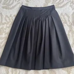 ネイビー　セオリーリュクス 膝丈プリーツスカート