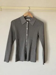 SENSE OF PLACE グレー リブ編み 長袖トップス