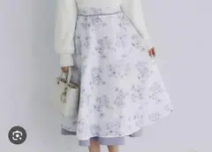 フラワープリントx無地リバーシブルフレアスカート　toccocloset