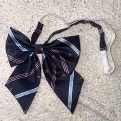 スクールリボン ネイビー ピンクストライプ 制服リボン コスプレ