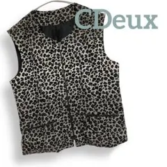 《美品》 豹柄ベスト レオパード CDeux 総柄 ポリエステル ジップアップ