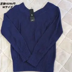 【新品未使用】INED ダークブルー Vネックセーター サイズ9