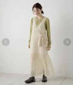 kastane ワッシャーシフォン無地ワンピース