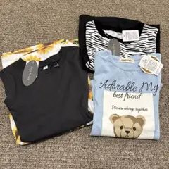 女の子　半袖　Tシャツ　ワンピース　ひまわり　くま　ゼブラ　110