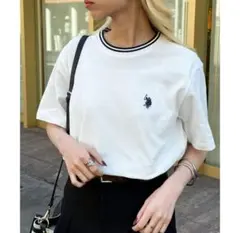U.S. POLO ASSN. レディース　Tシャツ ホワイト L　ロゴのサムネイル