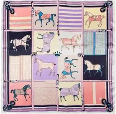 エレガントな馬柄シルク風スカーフ　大判スカーフ　ファッション　式典　入学式