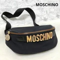 MOSCHINO ボディバッグ ウエストポーチ ロゴゴールド ブラック