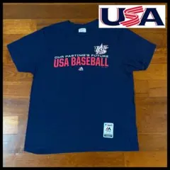 TEAM USA BASEBALL プリントTシャツ ネイビー Lサイズ