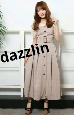 dazzlin　チェックベアワンピ　ベージュ系