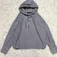 【美品】ミズイロインド♡ストライプ♡フード♡シャツ♡日本製♡トップス♡レディース
