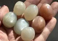 《ムーンストーンタンブルセット＊オレンジ・ホワイト・グリーン×シラー煌めき６個》